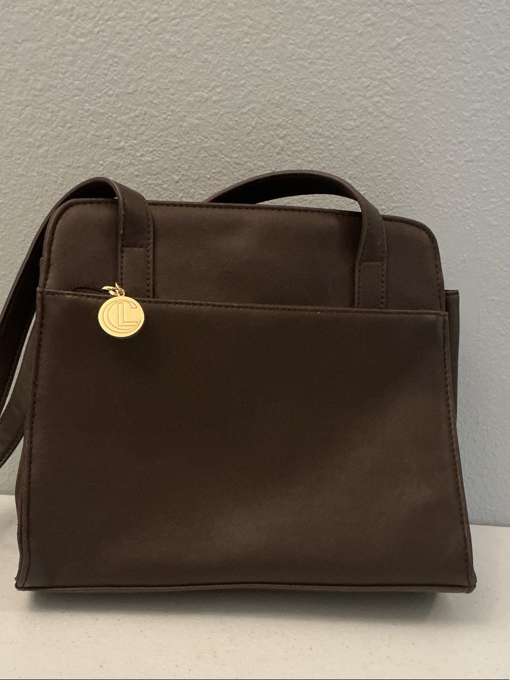 Classic Brown Women's Top-Handle Faux Leather Handbag